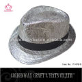 Hochwertige silbrige Mode Fedora Hüte Polyester Baumwolle Köper zum Verkauf